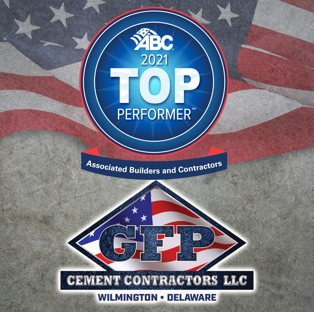 GFP Cement Contractors, LLC.  Named a Top-performing U.S. Construction Company by ABC